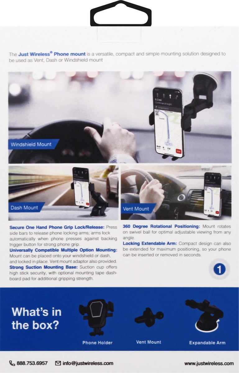 slide 5 of 6, Just Wireless Car Mount, Adjustable, 1 ct