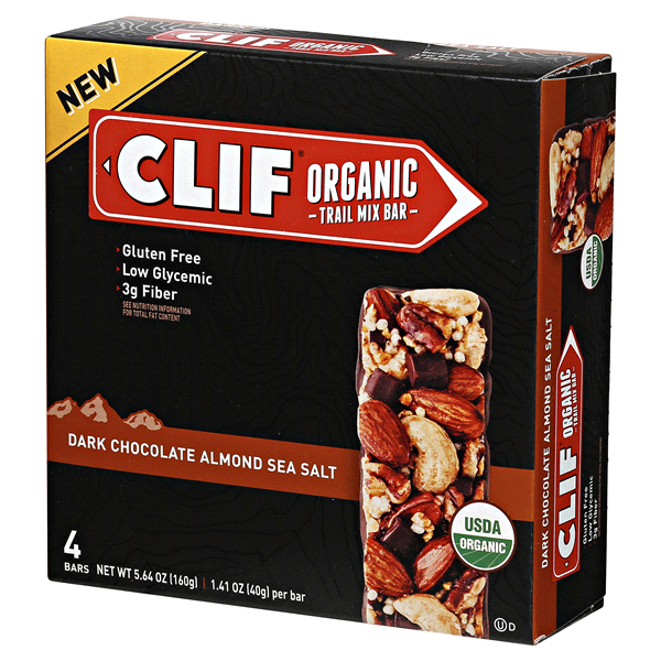 slide 1 of 1, CLIF Organic Dark Chocolate Almond Sea Salt Bar, 4 ct