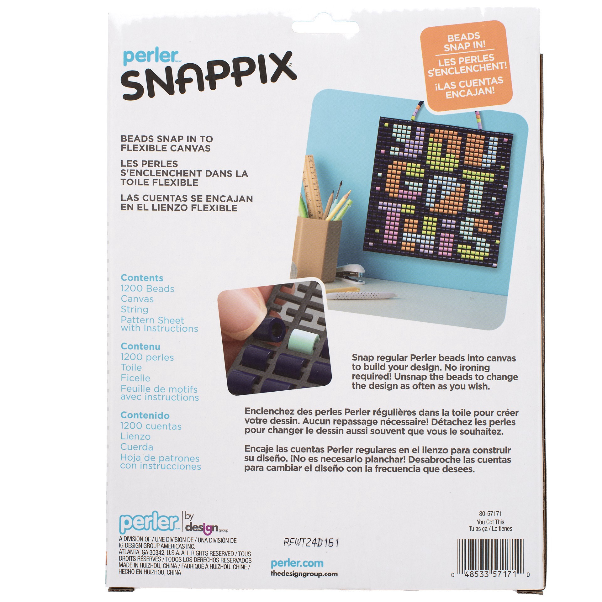 slide 3 of 7, Perler Snappix You Got This Bead Craft Kit, 7.75 in x 7.75 in