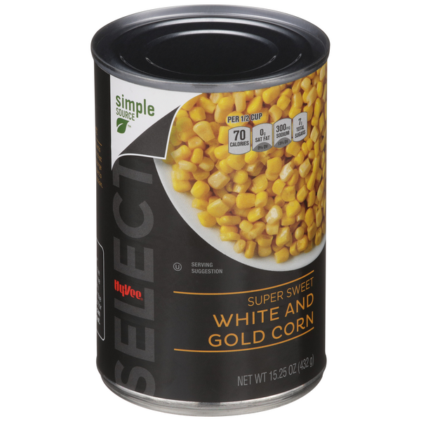 slide 1 of 1, Hy-vee Select Super Sweet White And Gold Corn, 15.25 oz