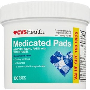 slide 1 of 1, CVS Health Medicated Pads For Hemorrhoidal Relief, 100 Ct, 1 ct
