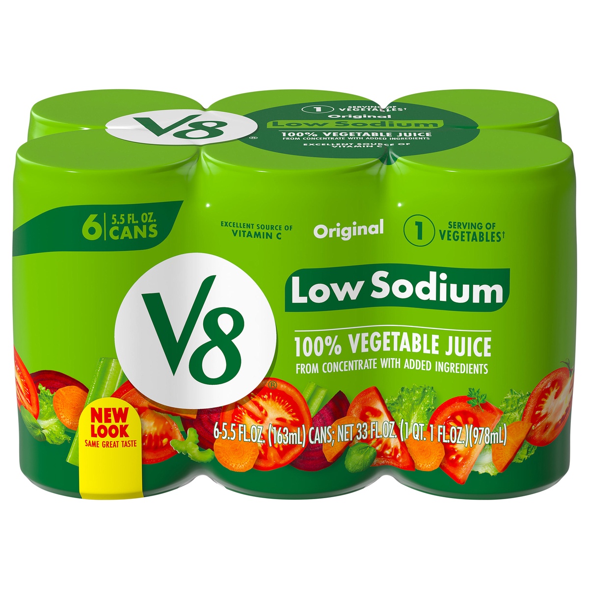 slide 1 of 11, V8 Original Low Sodium 100 Vegetable Juice, 6 ct; 5.5 fl oz