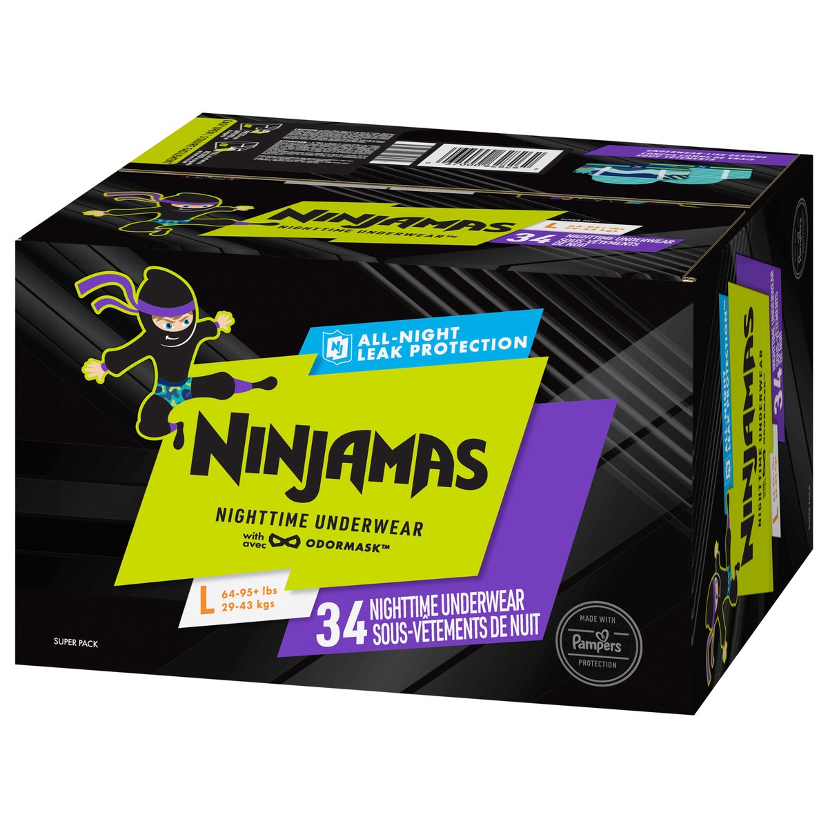 slide 2 of 4, Ninjamas Pampers Ninjamas Nighttime Bedwetting Underwear Boy, Size 8, 34 Count, Disposable Nighttime Underwear, 1 ct