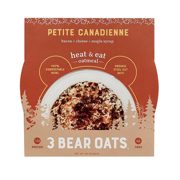 slide 1 of 1, 3 Bear Oats Petite Canadienne Heat & Eat Oatmeal, 9.91 oz