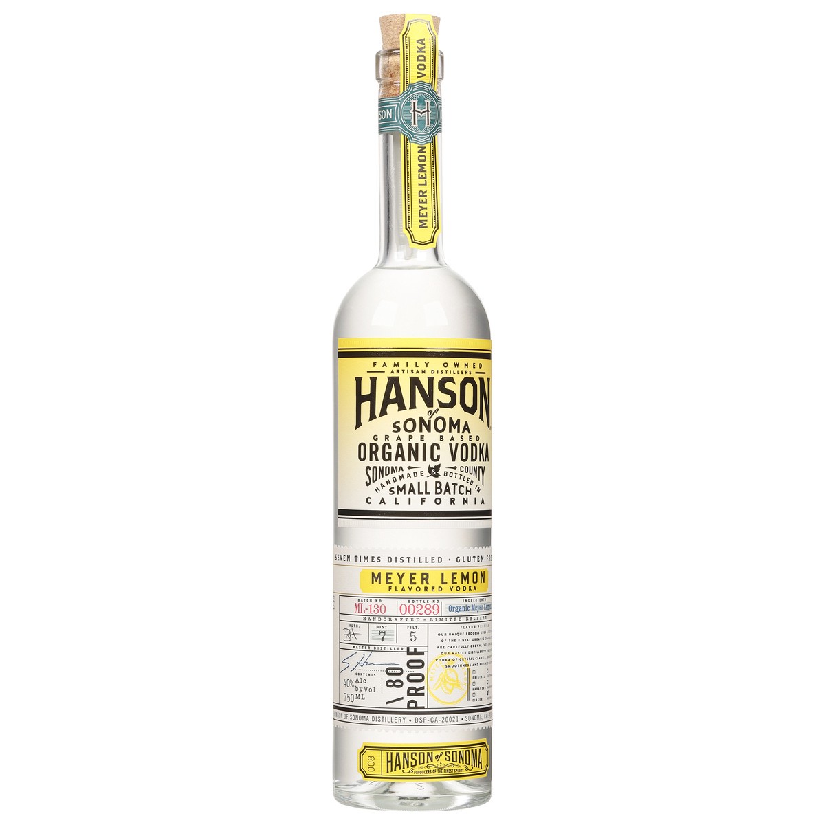 slide 5 of 12, Hanson of Sonoma Organic Meyer Lemon Vodka Alcohol, Original Grape-Based, Family Made Vodka, 750mL Bottle, 750 ml