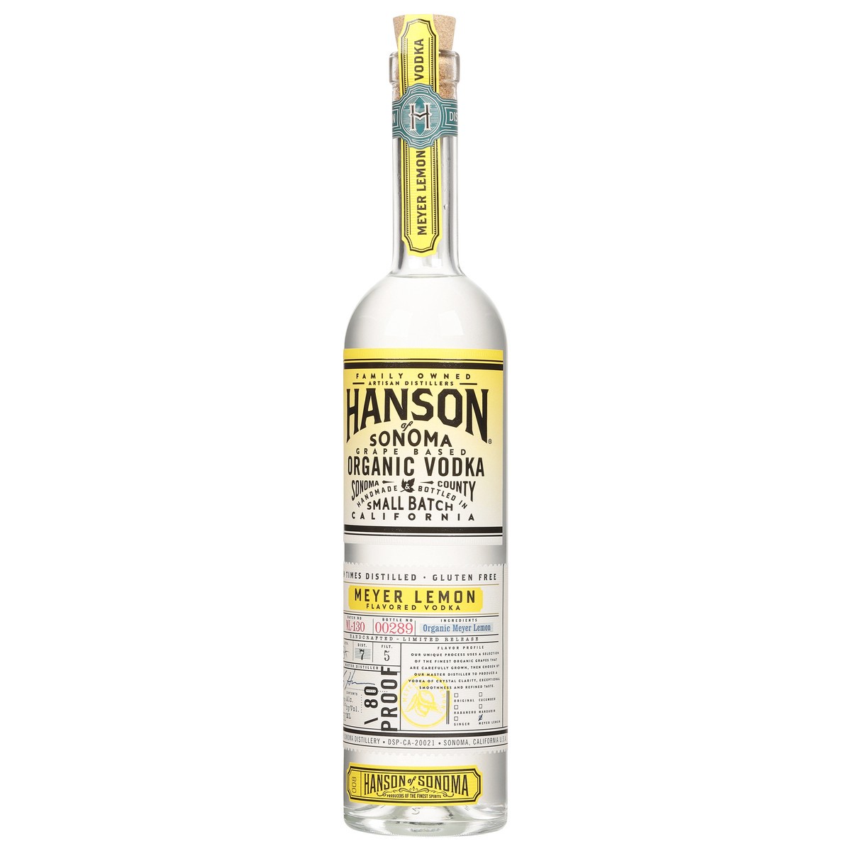 slide 11 of 12, Hanson of Sonoma Organic Meyer Lemon Vodka Alcohol, Original Grape-Based, Family Made Vodka, 750mL Bottle, 750 ml