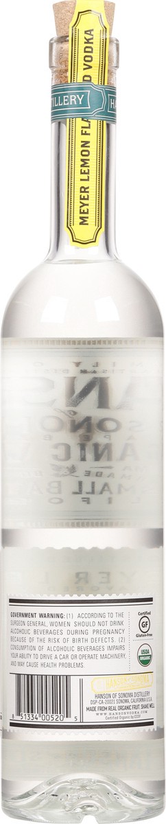 slide 8 of 12, Hanson of Sonoma Organic Meyer Lemon Vodka Alcohol, Original Grape-Based, Family Made Vodka, 750mL Bottle, 750 ml