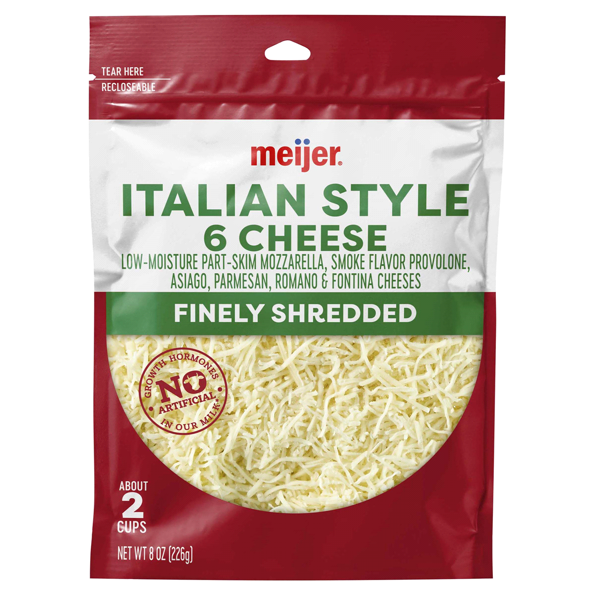 slide 1 of 2, Meijer Finely Shredded Italian Cheese, 8 oz