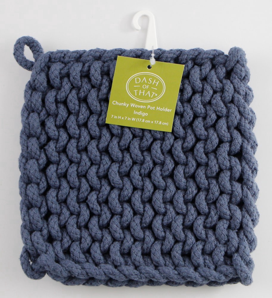 slide 1 of 1, Dash of That® Chunky Knit Potholder - Vintage Indigo, 7 in x 7 in