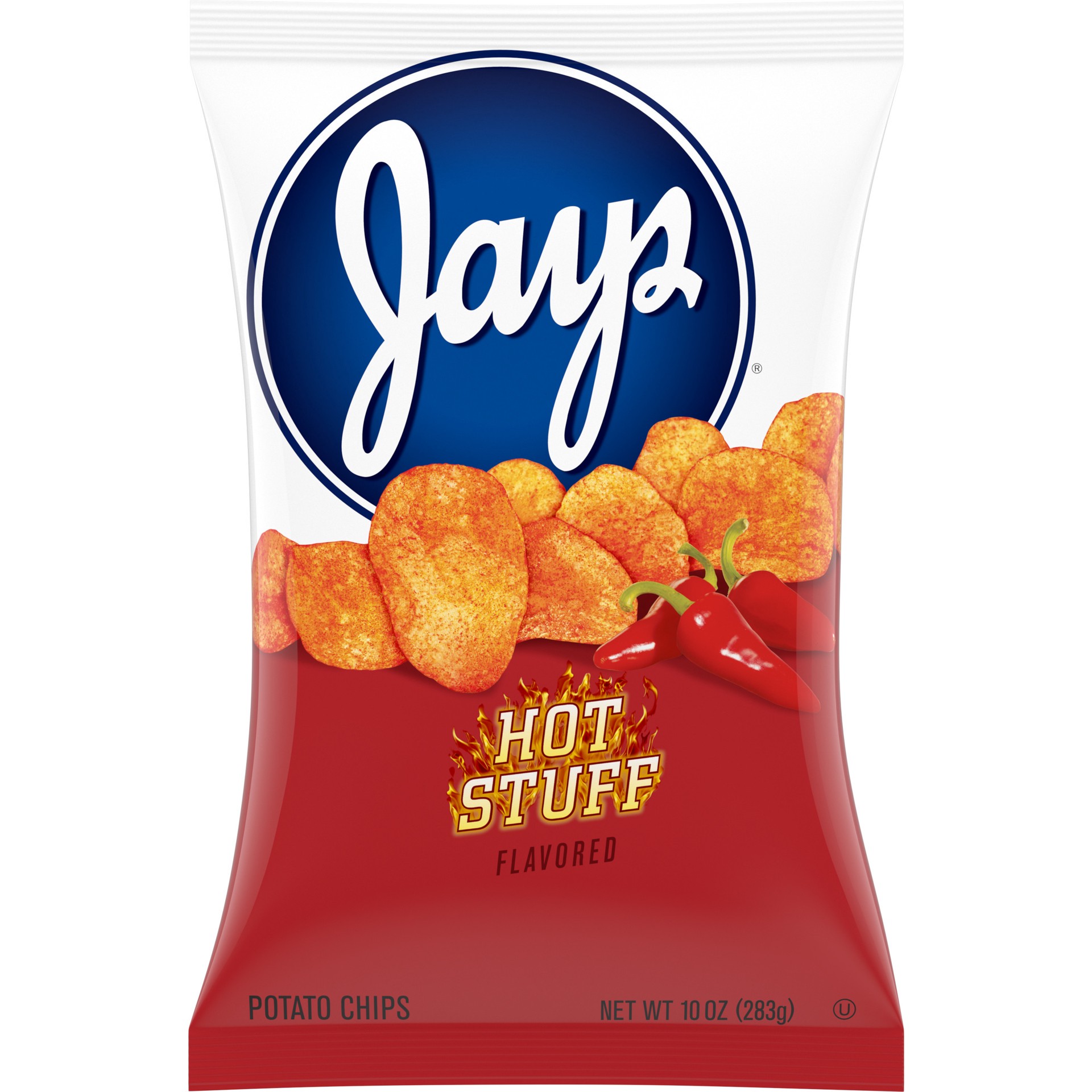 slide 1 of 5, Jays Potato Chips, Hot Stuff, 10 Oz Bag, 10 oz