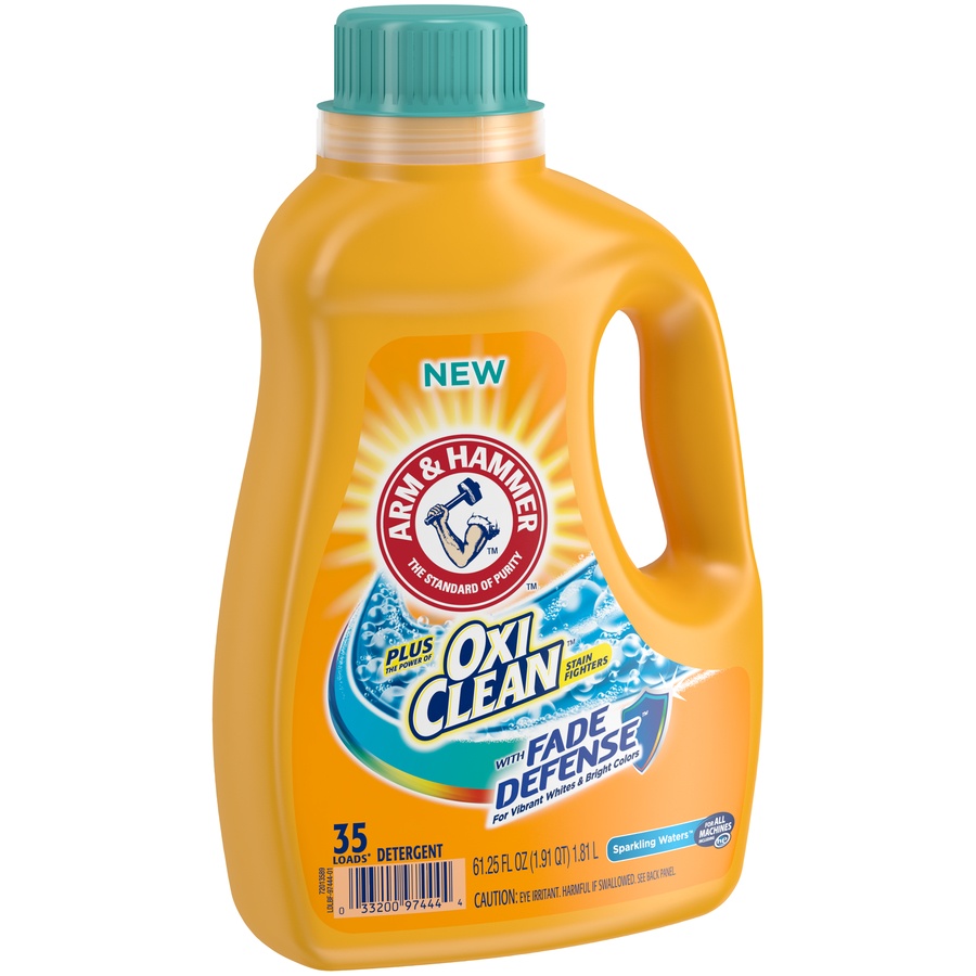 slide 2 of 4, ARM & HAMMER Plus OxiClean Sparkling Waters Detergent, 35 Loads, 61.25 oz