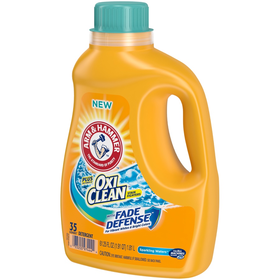 slide 3 of 4, ARM & HAMMER Plus OxiClean Sparkling Waters Detergent, 35 Loads, 61.25 oz