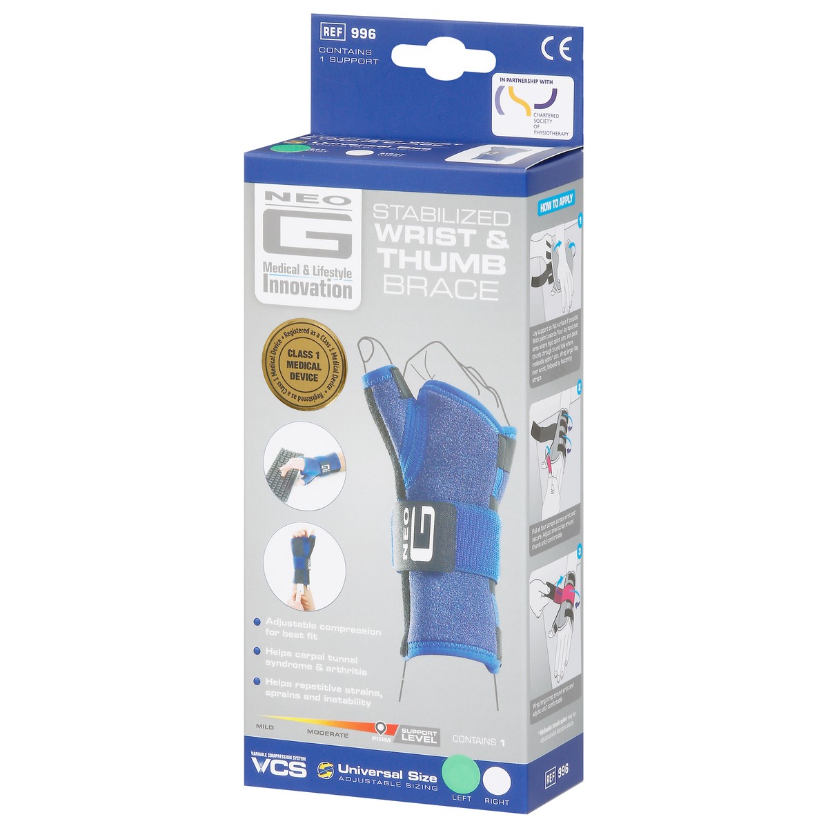 slide 3 of 9, Neo G Stabilized Wrist & Thumb Brace, Left, Adjustable Size, 1 ct