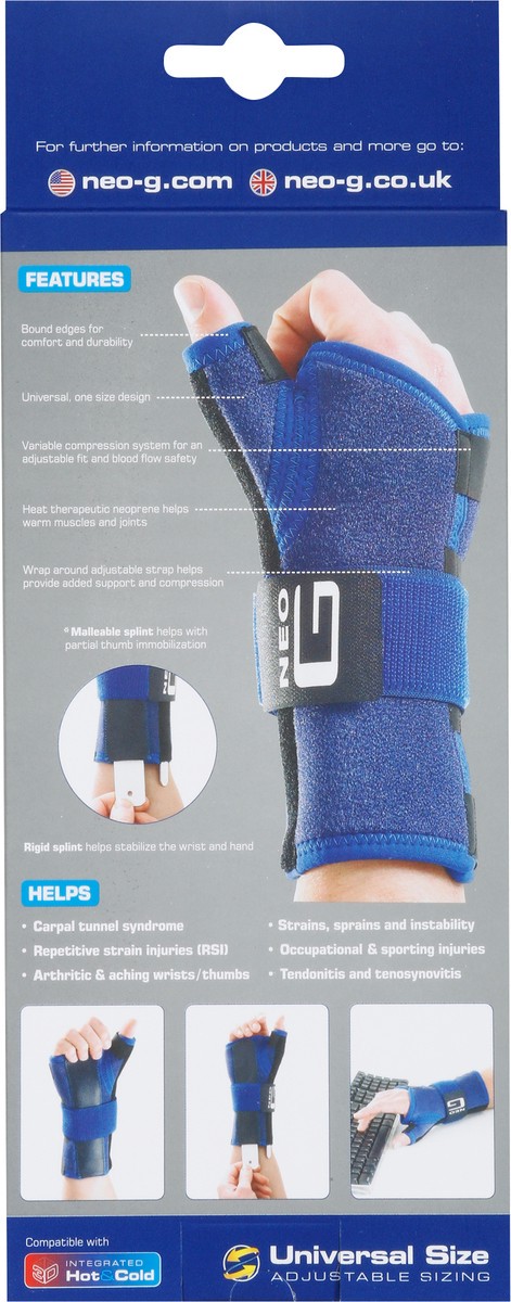 slide 7 of 9, Neo G Stabilized Wrist & Thumb Brace, Left, Adjustable Size, 1 ct