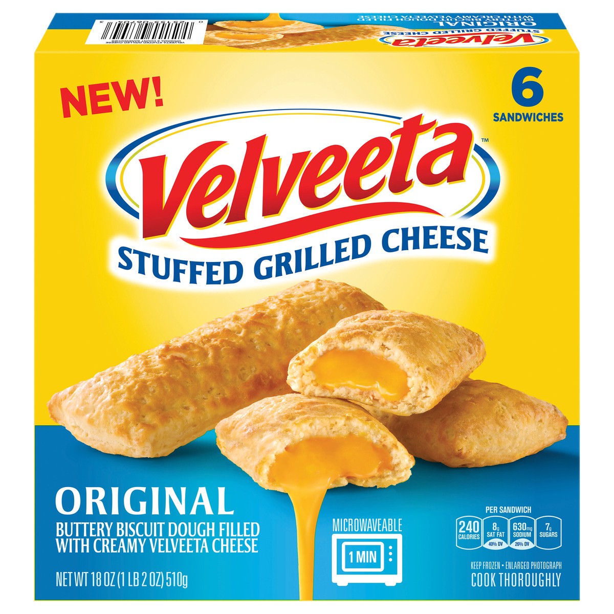 slide 3 of 13, Velveeta Original Stuffed Grilled Cheese Sandwiches 6 ct Box, 6 ct