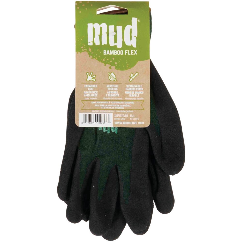 slide 2 of 2, Mud Bamboo Flex Medium/Large Emerald Green Garden Glove, 1 ct