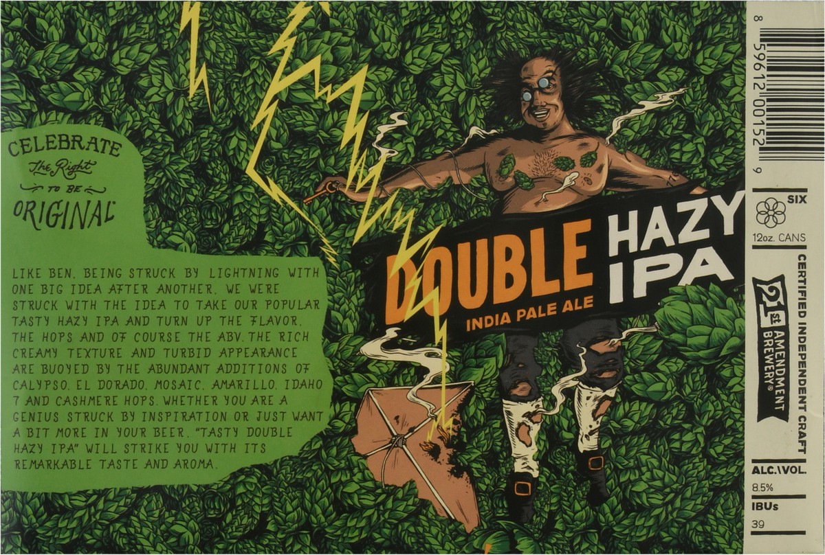 slide 4 of 9, 21st Amendment Brewery Tasty Double Hazy IPA Beer 6-12 oz Cans, 6 ct