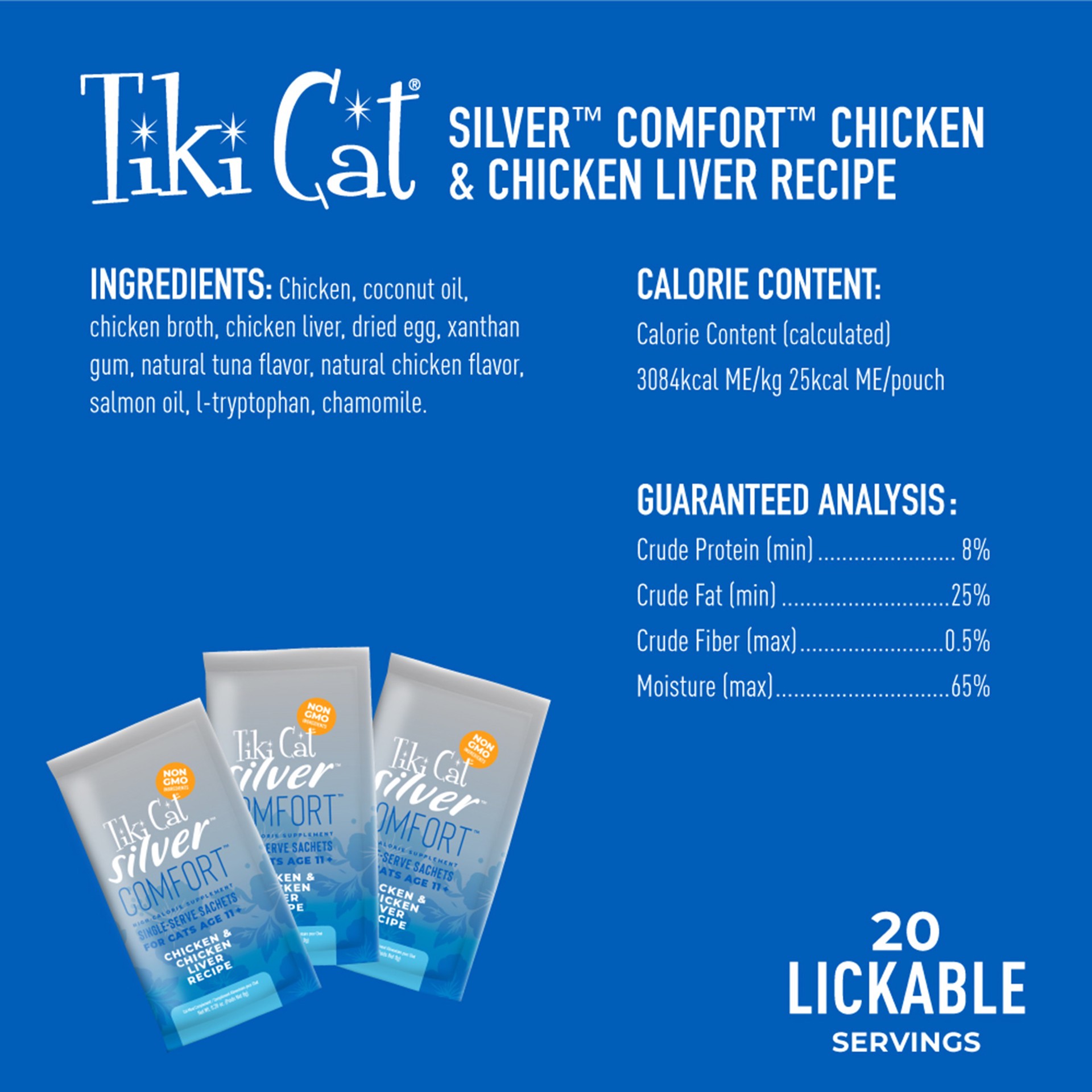 slide 2 of 8, Tiki Cat Silver Comfort, Chicken & Chicken Liver Recipe, 5.6 oz. (20/.28oz), 5.6 oz