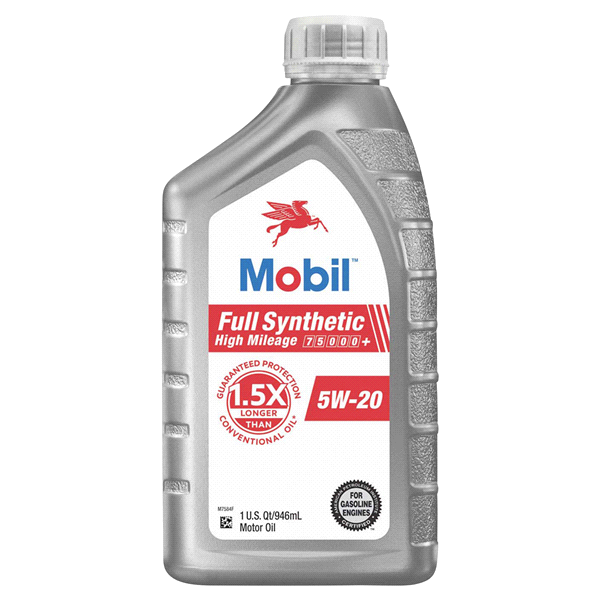 slide 1 of 1, Mobil Full Synthetic High Mileage Motor Oil 5W-20, 1 qt