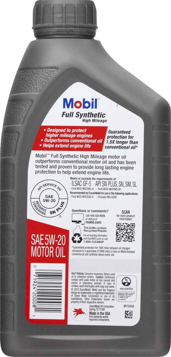 slide 6 of 11, Mobil Full Synthetic 5W-20 Motor Oil 1 qt, 1 qt