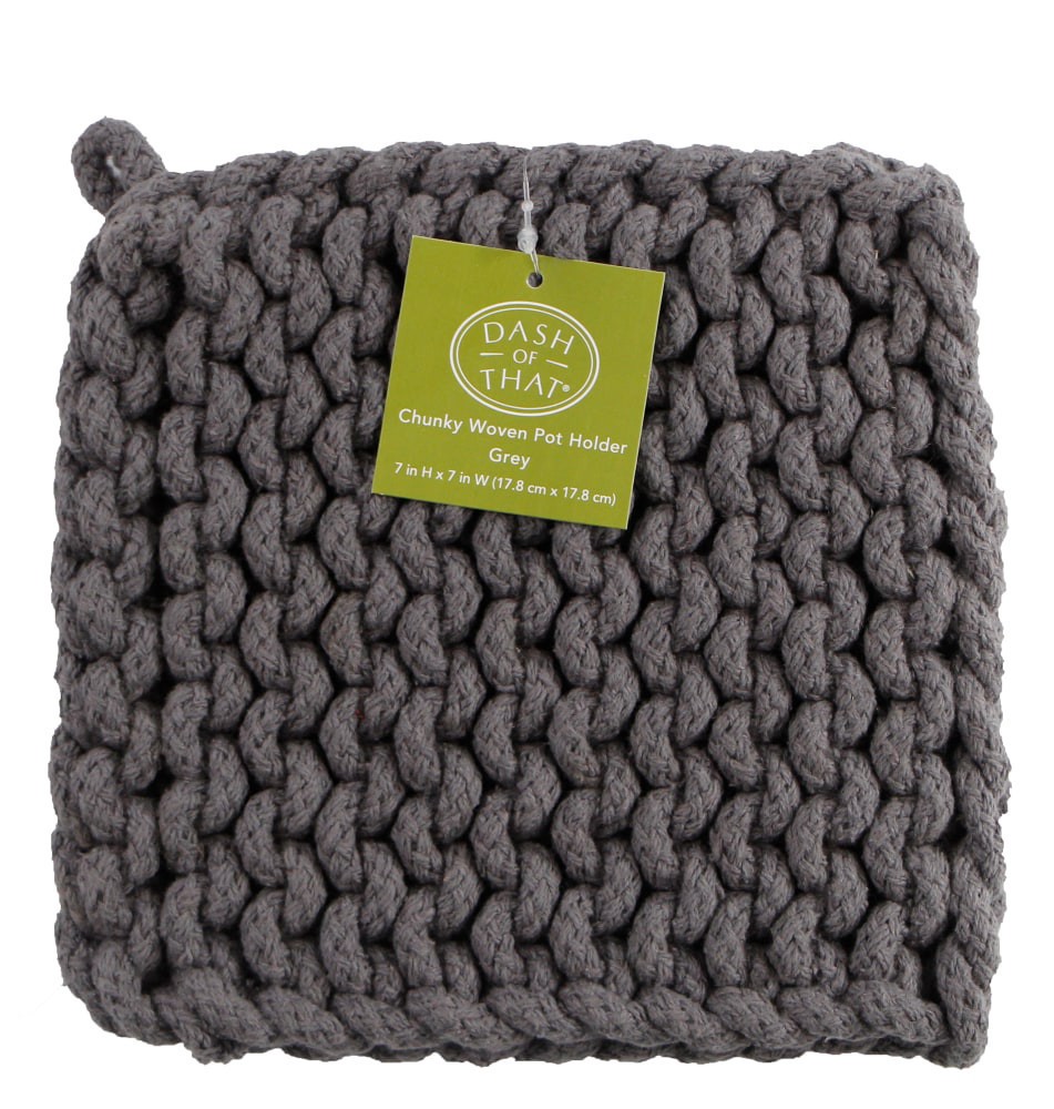slide 1 of 3, Dash of That® Chunky Knit Pot Holder - Grey, 1 ct