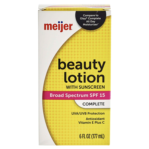 slide 1 of 1, Meijer Beauty Lotion with Sunscreen, SPF 15, 6 oz