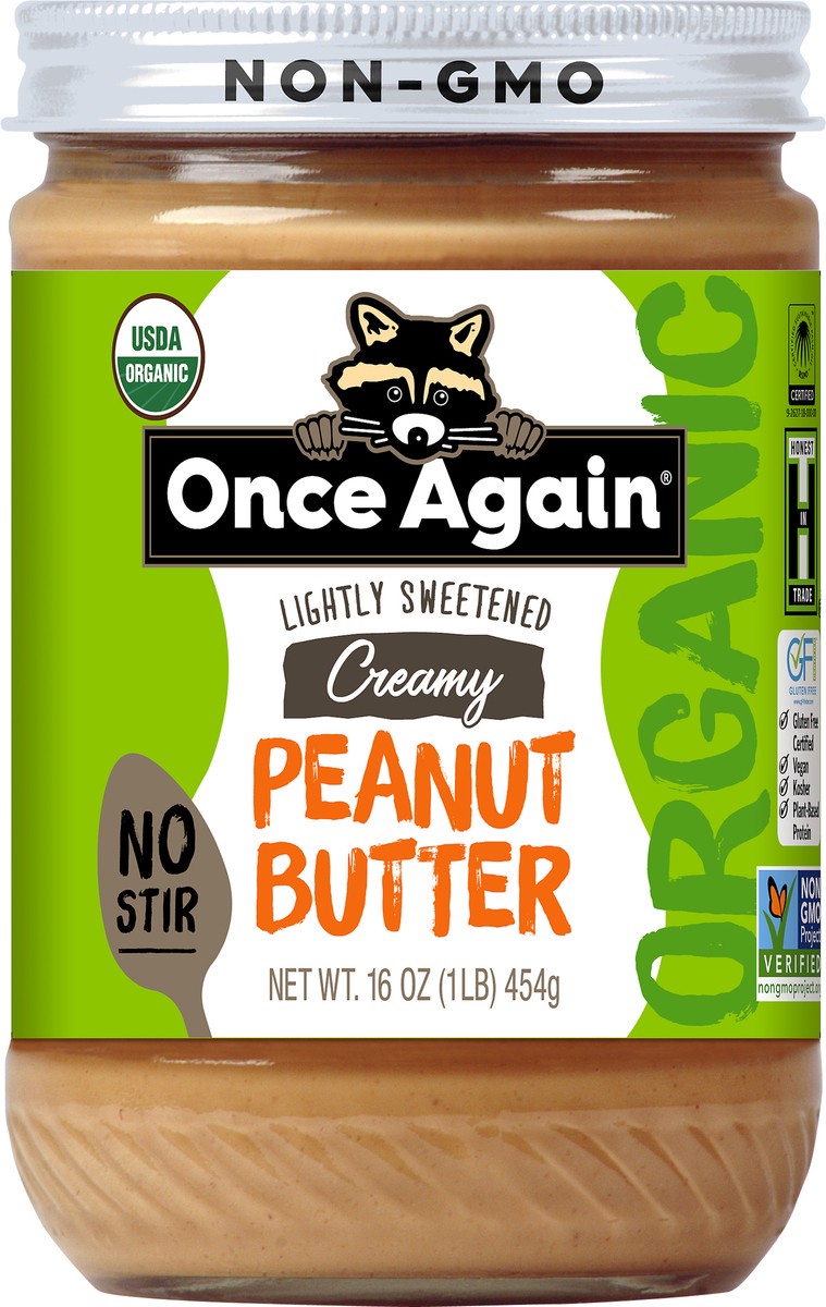 slide 4 of 6, Once Again Lightly Sweetened No-stir Creamy Peanut Butter, 16 oz