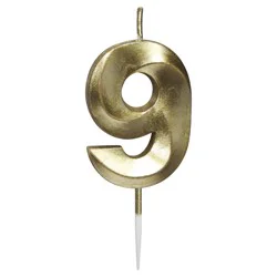 Papyrus Birthday Candle Number 9, Metallic Gold