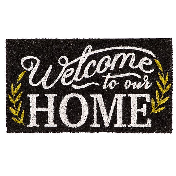 slide 1 of 1, Evergreen Welcome To Our Home'' Coir Door Mat Insertin Black'', 16 in x 28 in