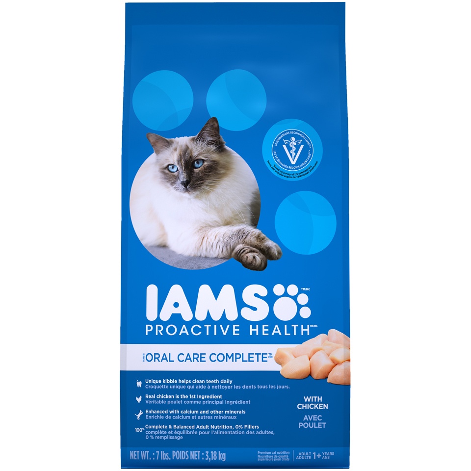 slide 1 of 4, IAMS Proactive Health Oral Care Complete With Chicken Dry Cat Food, 7 lb