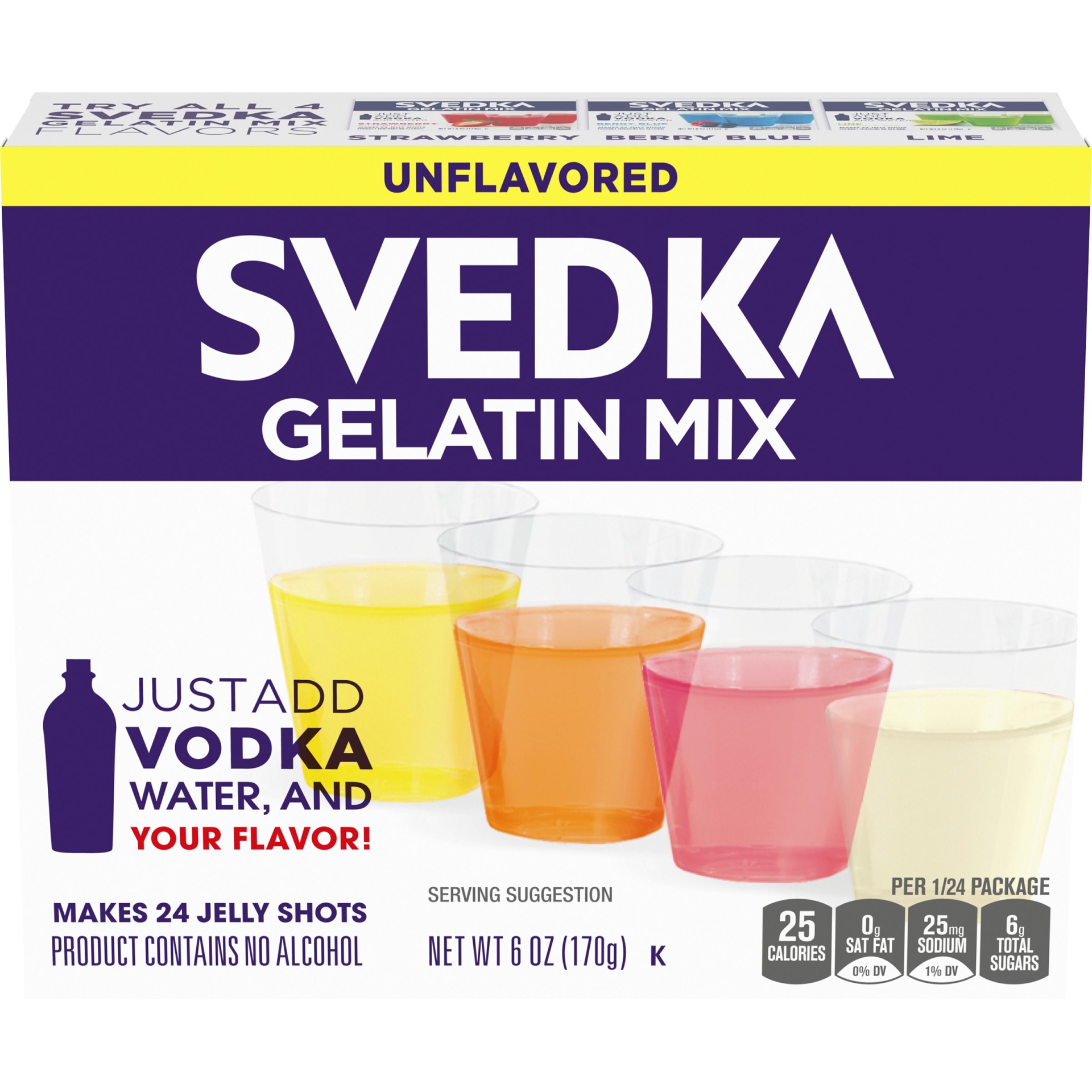 slide 1 of 2, Svedka Just Add Vodka, Water & Your Flavor Unflavored Jelly Shots Gelatin Mix, 6 oz