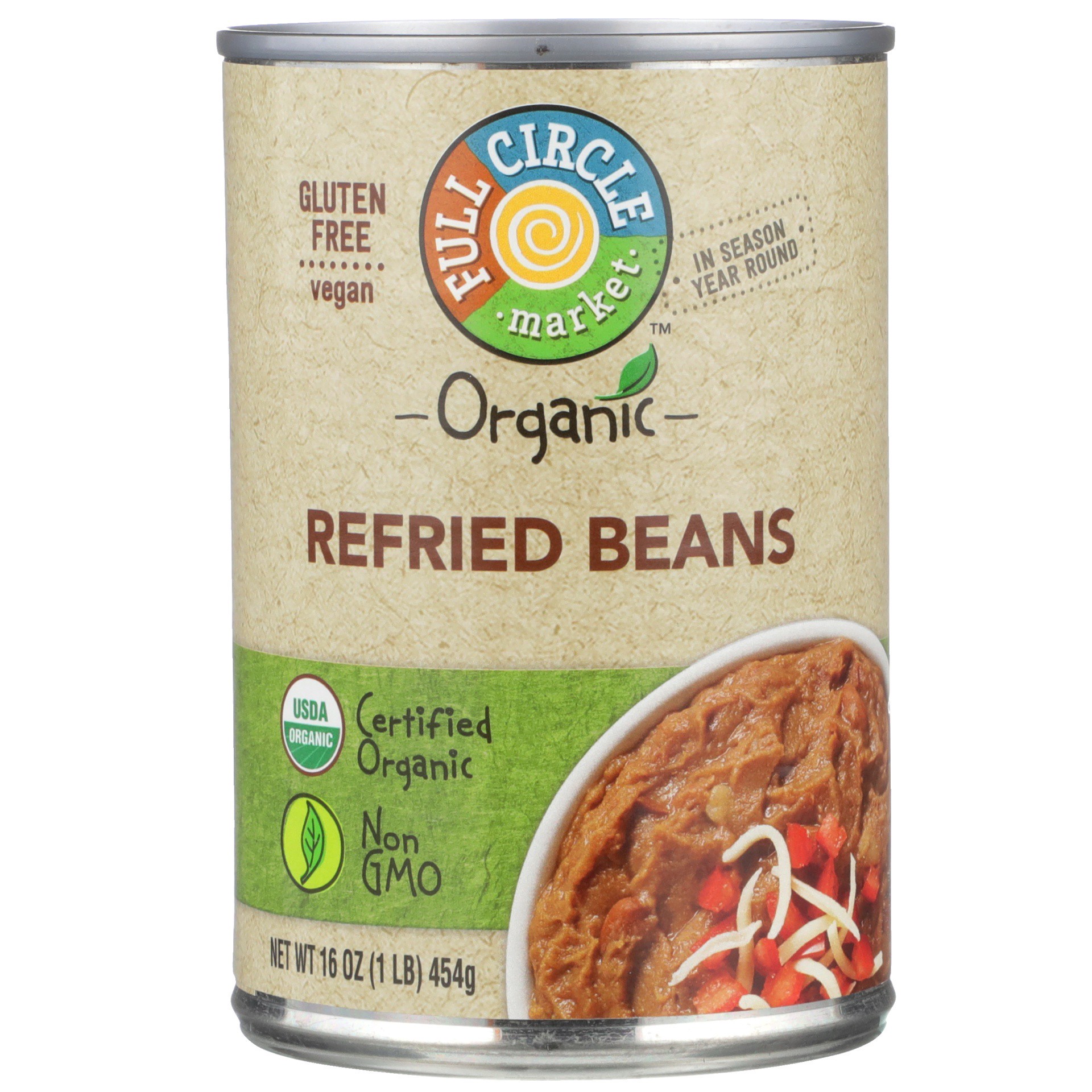 slide 1 of 6, Full Circle Market Organic Vegetarian Refried Beans, 15 oz