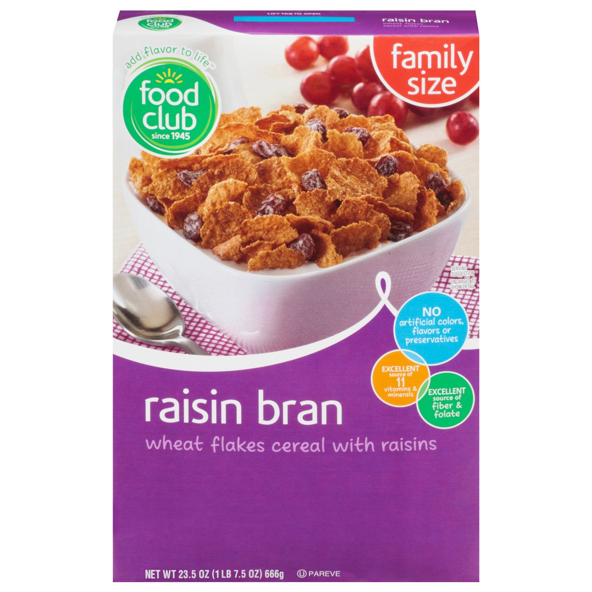 slide 1 of 6, Food Club Raisin Bran Cereal, 23.5 oz