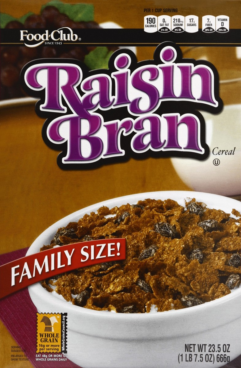 slide 5 of 6, Food Club Raisin Bran Cereal, 23.5 oz