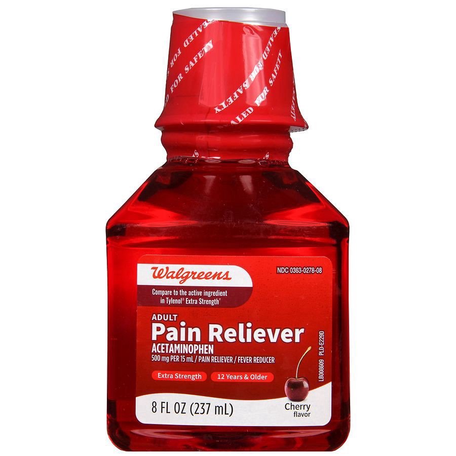slide 4 of 5, (Max 3) Walgreens Adult Pain Reliever Cherry Flavor Liquid, 8 fl oz