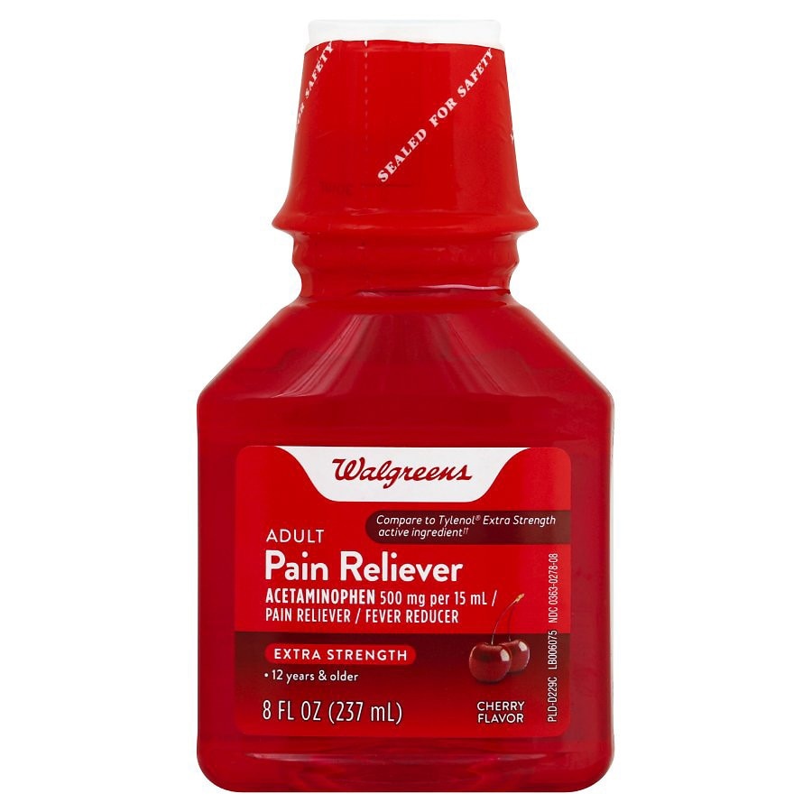 slide 1 of 5, (Max 3) Walgreens Adult Pain Reliever Cherry Flavor Liquid, 8 oz