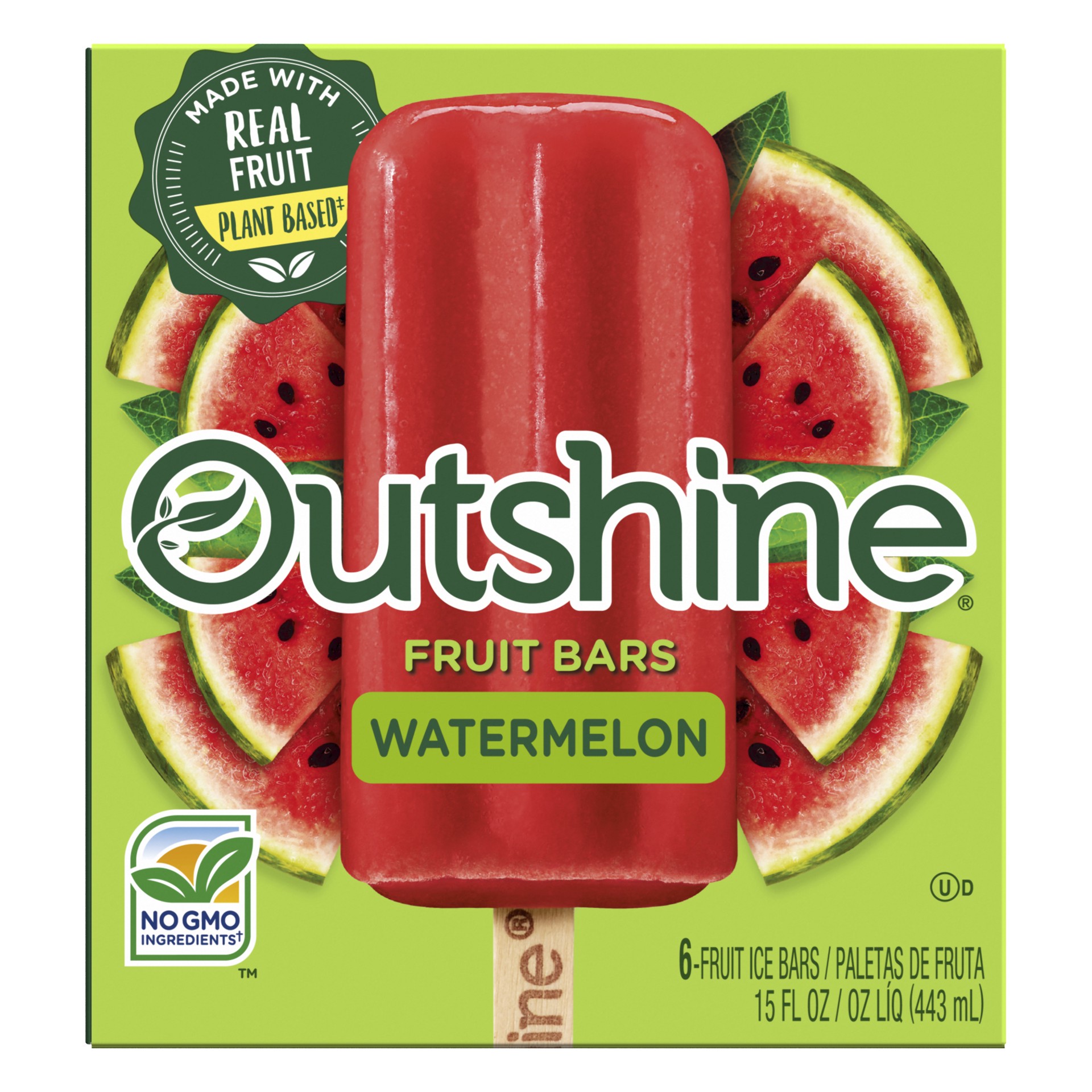 slide 1 of 49, Outshine Watermelon Fruit Ice Bars 6 ea, 6 ct