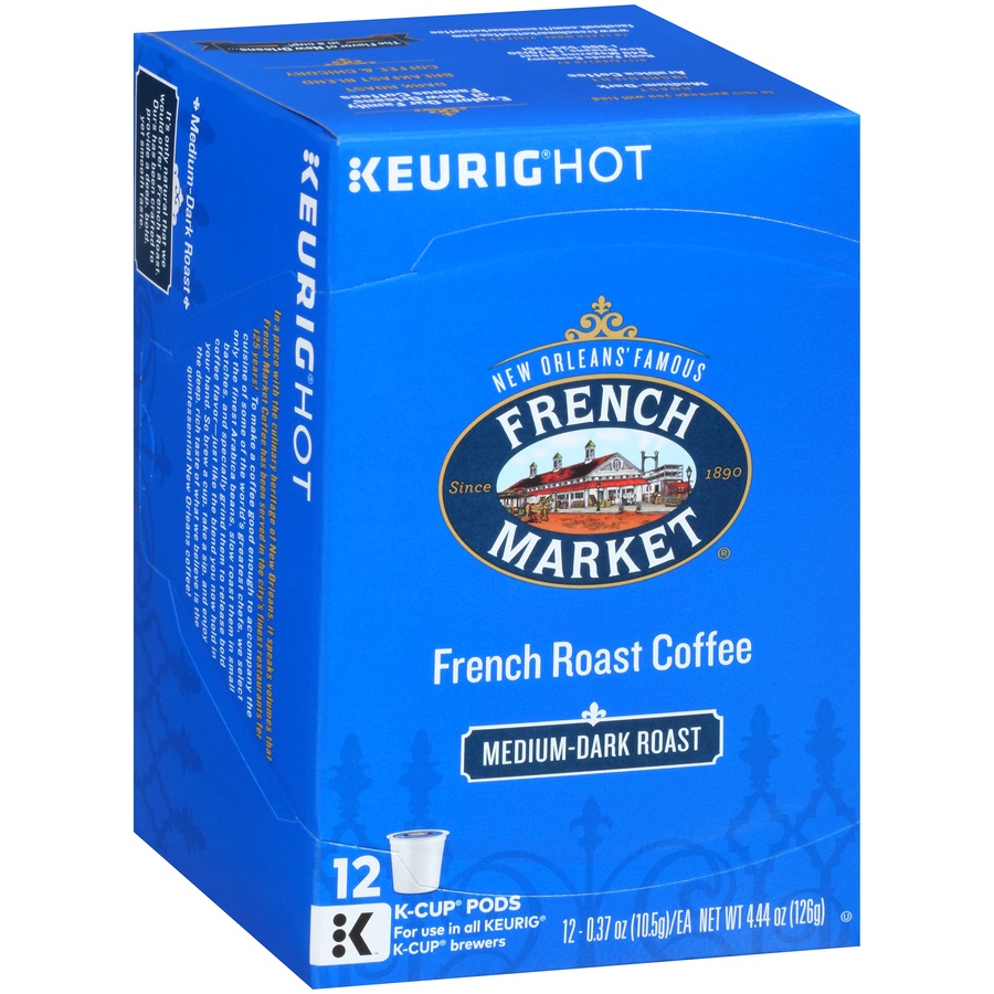 slide 2 of 7, French Market Coffee Dark Roast Coffee & Chicory Single Serve Cup, 12 ct
