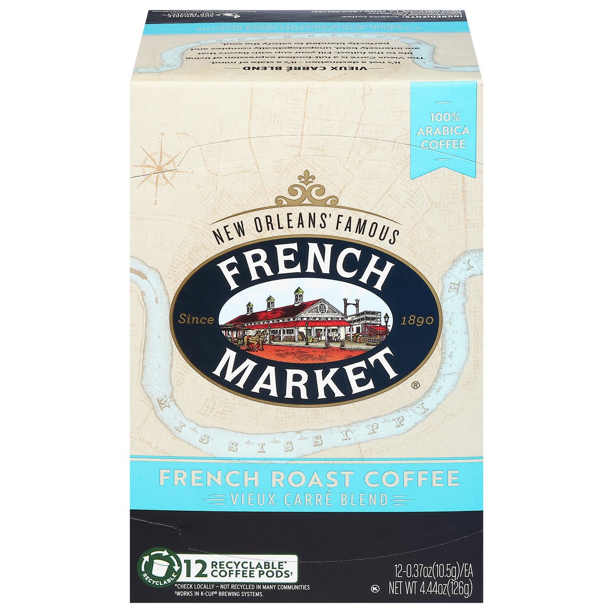 slide 1 of 14, French Market Coffee Dark Roast Coffee & Chicory Single Serve Cup - 12 ct, 12 ct