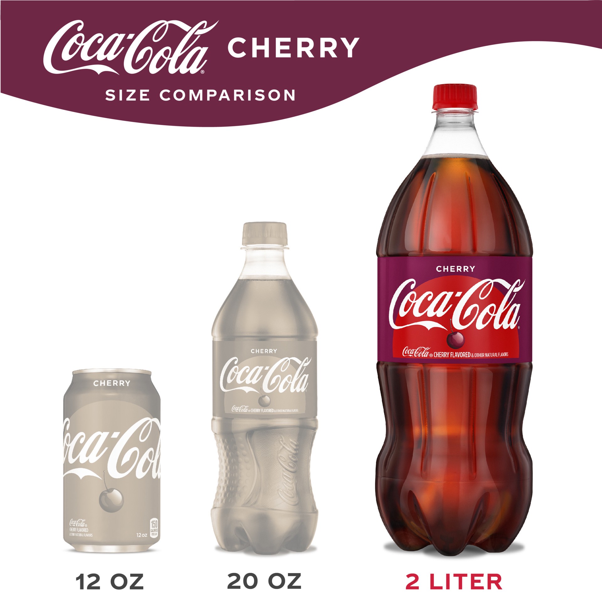 slide 9 of 10, Coca-Cola Cherry Cola 2L Plastic Bottle, 2 liter