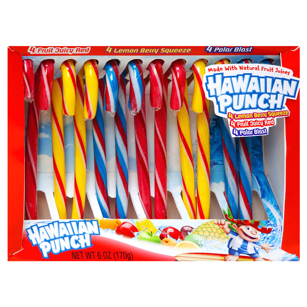 slide 1 of 1, Hawaiian Punch Holiday Candy Canes, 12 ct; 6 oz