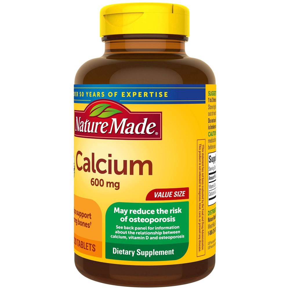 slide 20 of 82, Nature Made Calcium 600 mg with Vitamin D3, Dietary Supplement for Bone Support, 220 Tablets, 220 ct