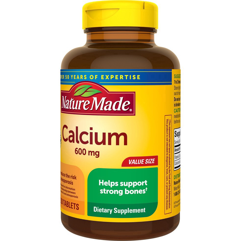 slide 61 of 82, Nature Made Calcium 600 mg with Vitamin D3, Dietary Supplement for Bone Support, 220 Tablets, 220 ct