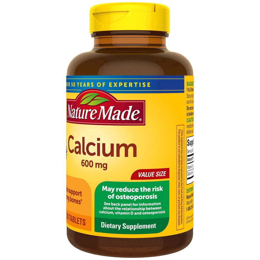 slide 25 of 82, Nature Made Calcium 600 mg with Vitamin D3, Dietary Supplement for Bone Support, 220 Tablets, 220 ct