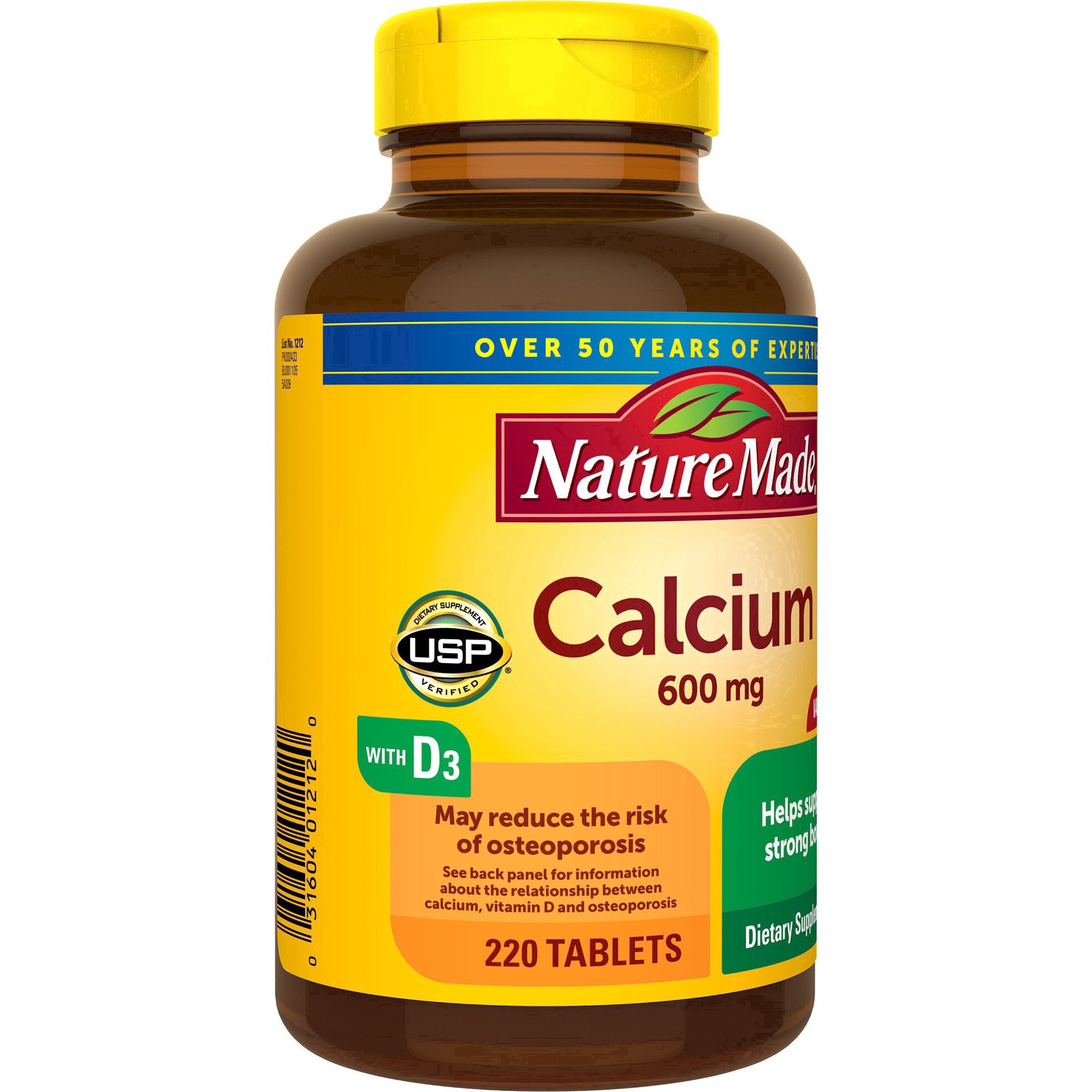 slide 4 of 82, Nature Made Calcium 600 mg with Vitamin D3, Dietary Supplement for Bone Support, 220 Tablets, 220 ct