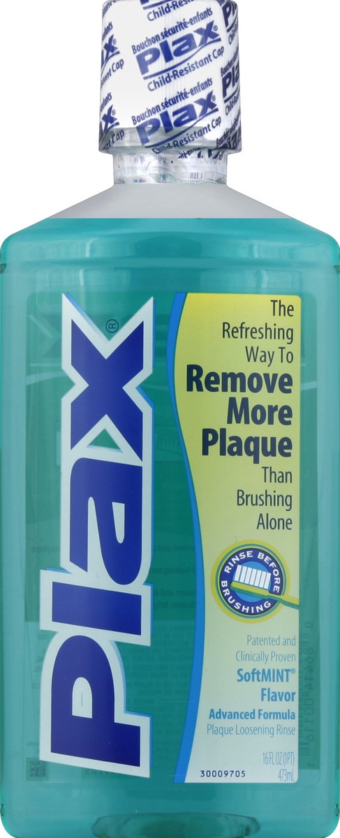 slide 1 of 6, PLAX Advanced Formula Plaque Lossening Rinse, Soft Mint, 16 Fl. Oz, 16 fl oz