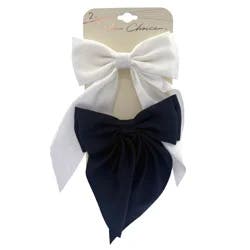 Salon Choice Satin Textured Bow Hair Clips, 2 Count