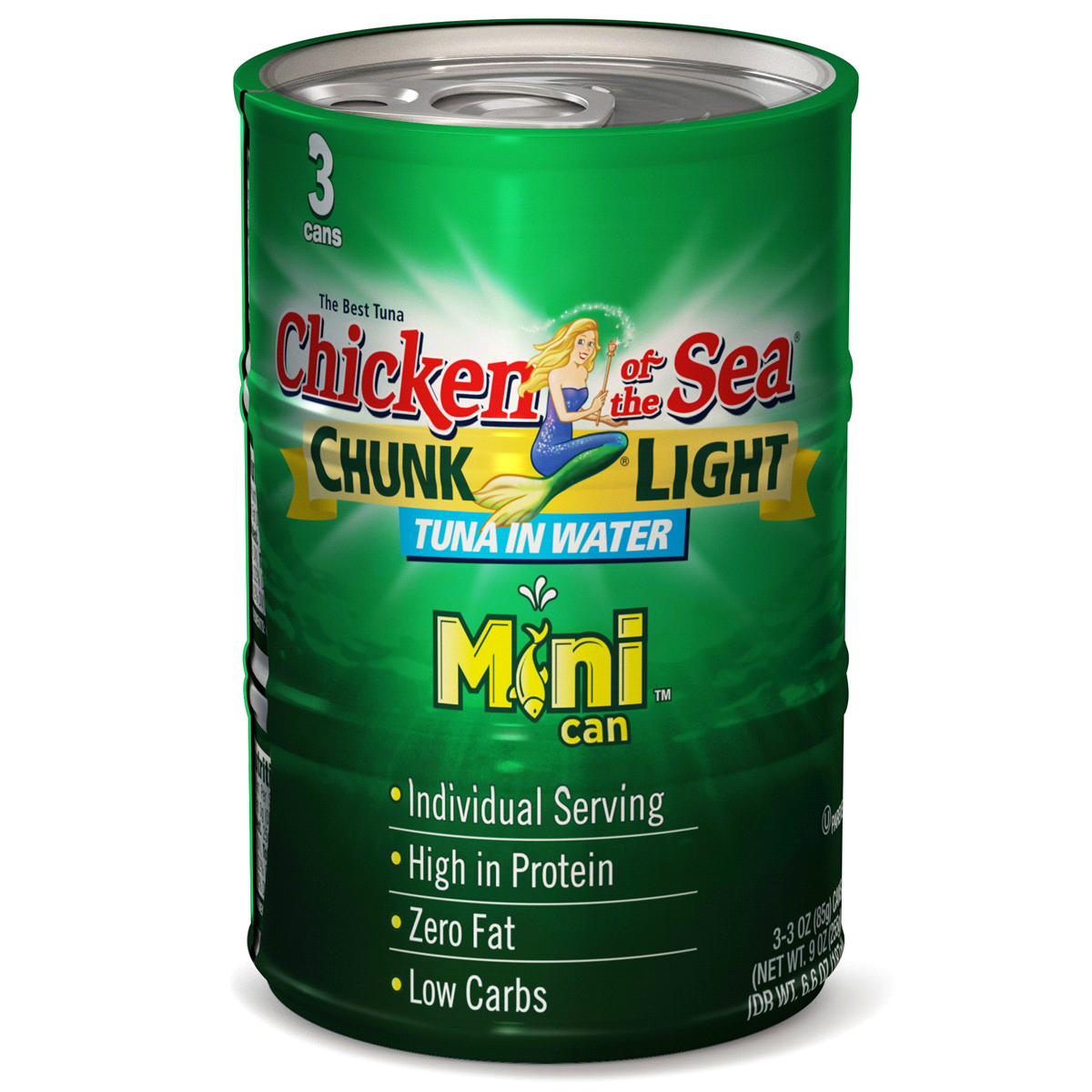 slide 1 of 9, Chicken of the Sea Chunk Light Tuna In Water Mini Can, 3 ct; 3 oz