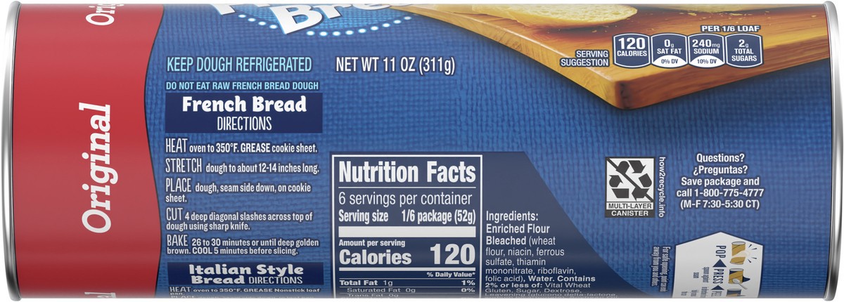 slide 8 of 14, Pillsbury Original French Bread Dough, 11 oz