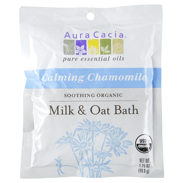 slide 1 of 1, Aura Cacia Soothing Organic Milk And Oat Bath Calming Chamomile, 1.75 oz